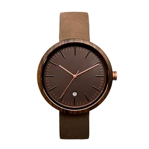 The Peak Dark Sandalwood Minimalist Wood Watch - Slate Gray Dial, Sapphire Crystal, Swiss Quartz Movement | Skyline Series
