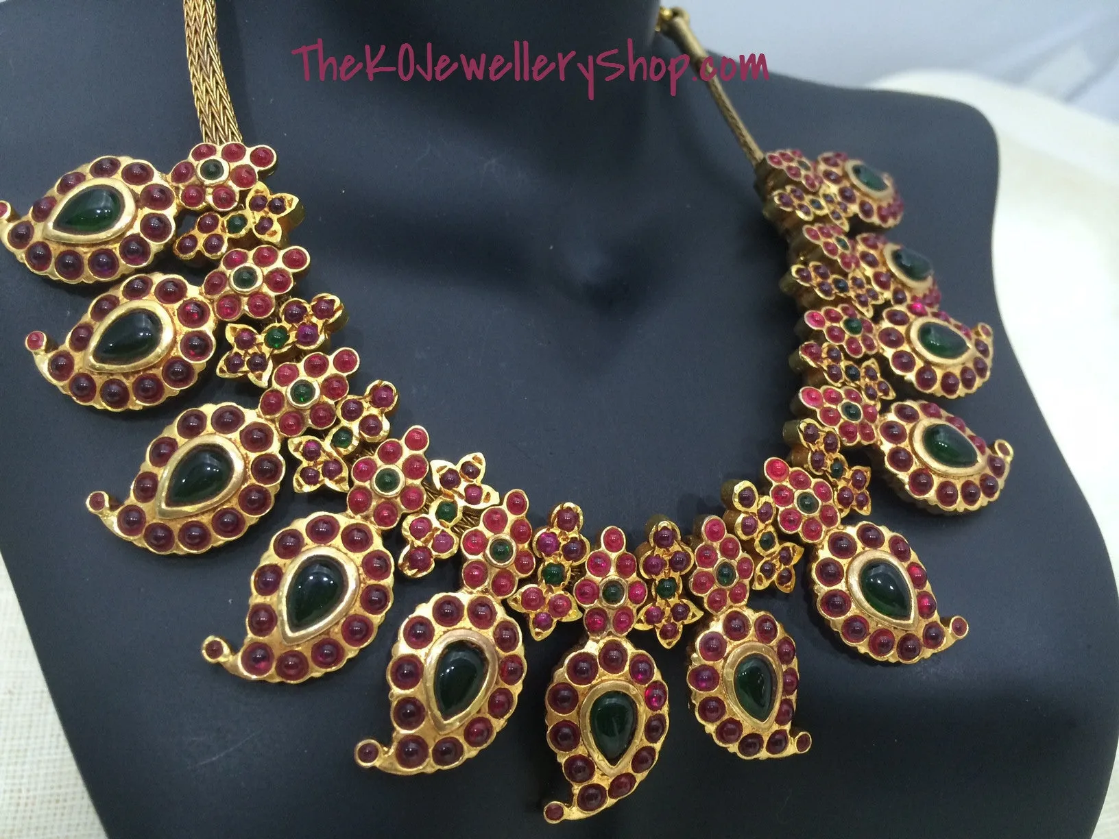 The Suvarna Manga Malai Silver Necklace Set & Earrings(Big)