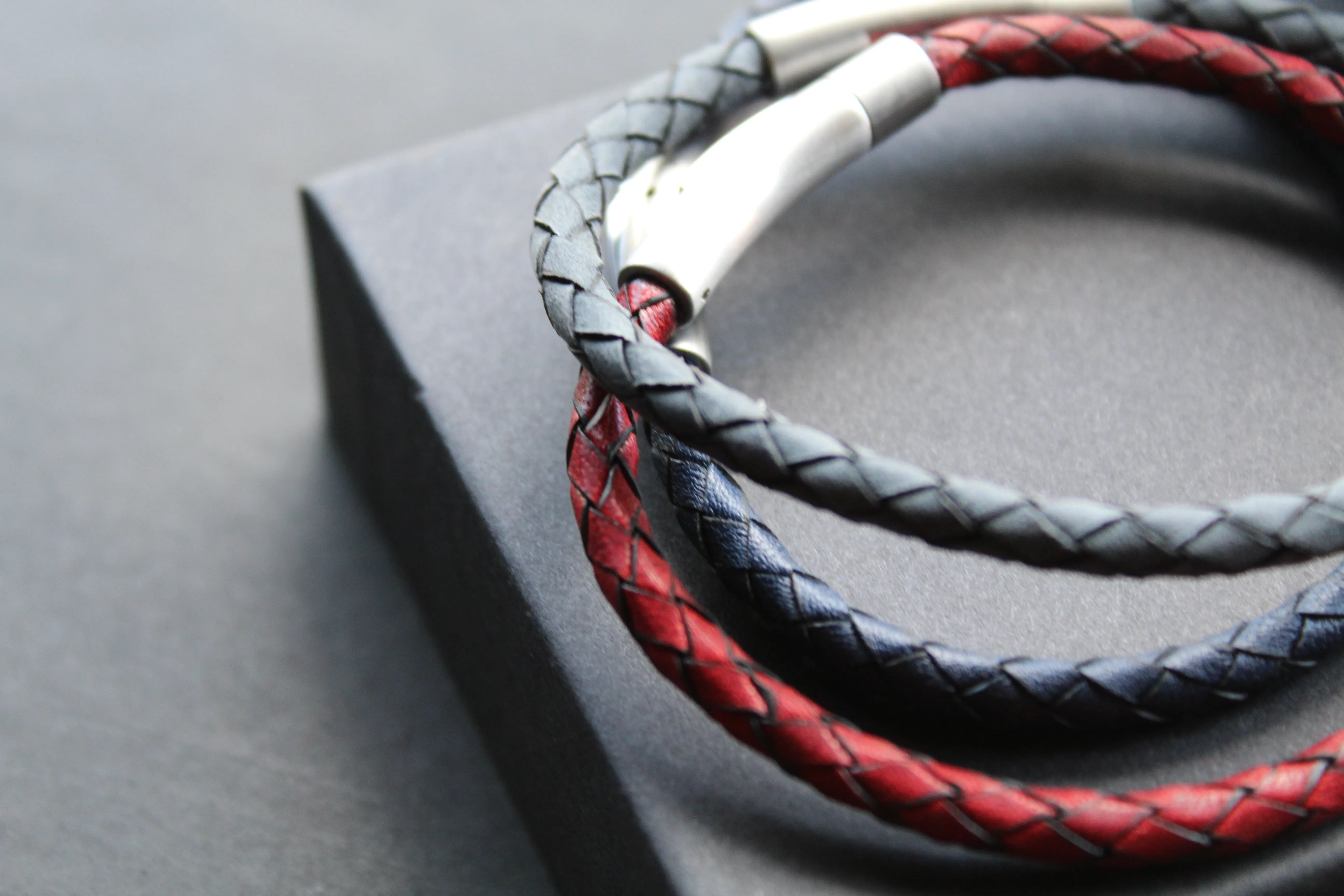 Thin Single Plait Leather Bracelets