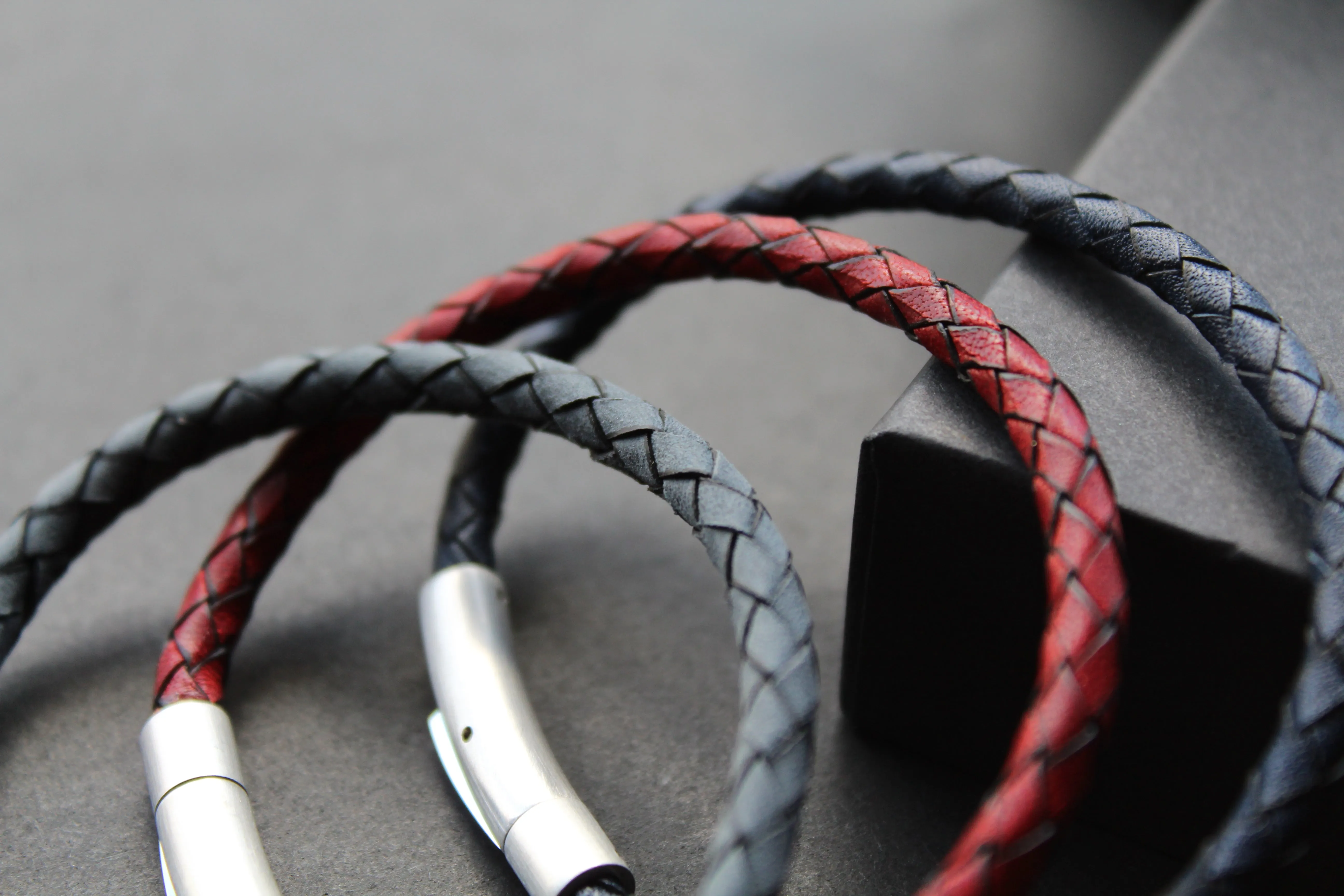 Thin Single Plait Leather Bracelets