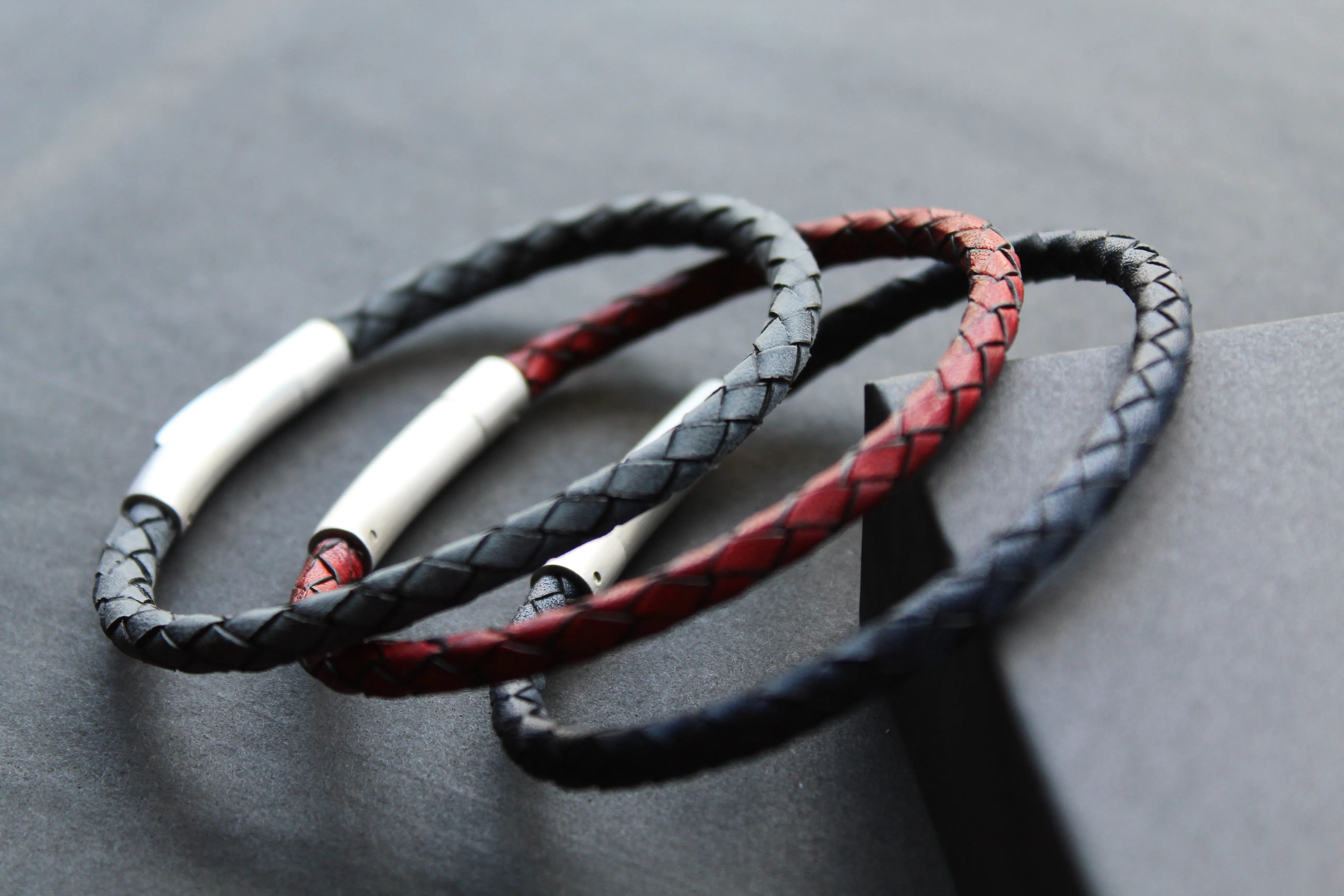 Thin Single Plait Leather Bracelets
