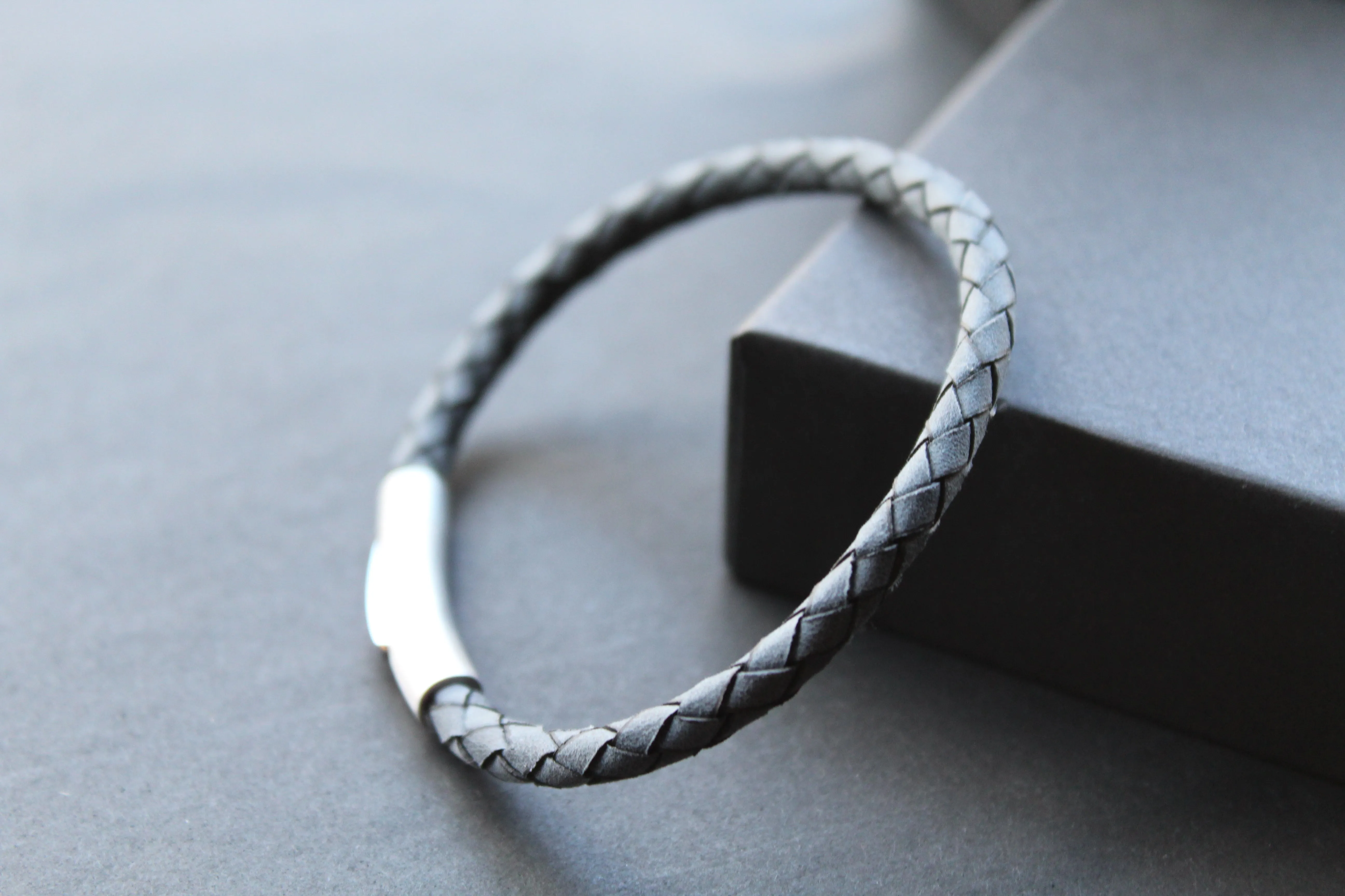 Thin Single Plait Leather Bracelets