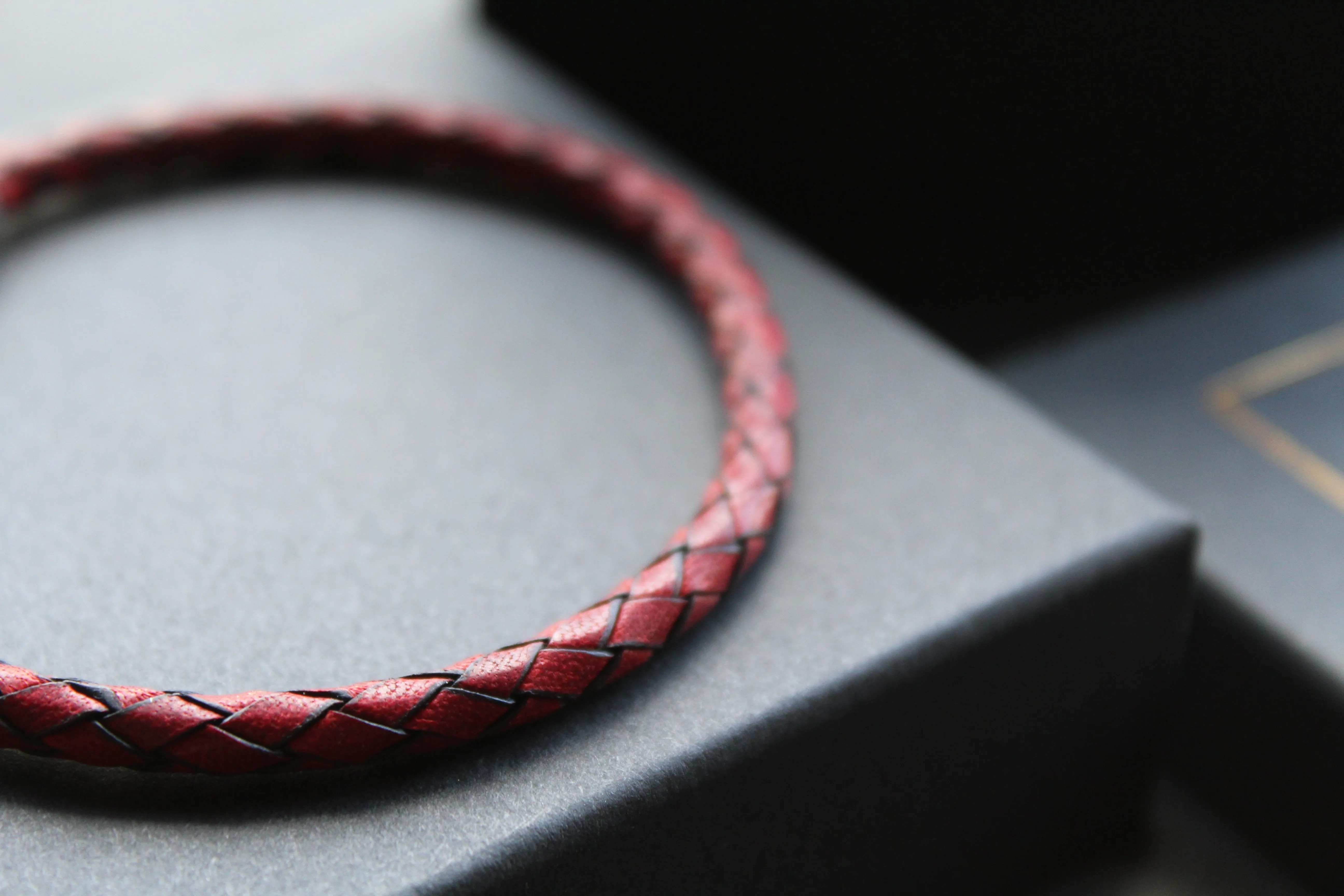 Thin Single Plait Leather Bracelets