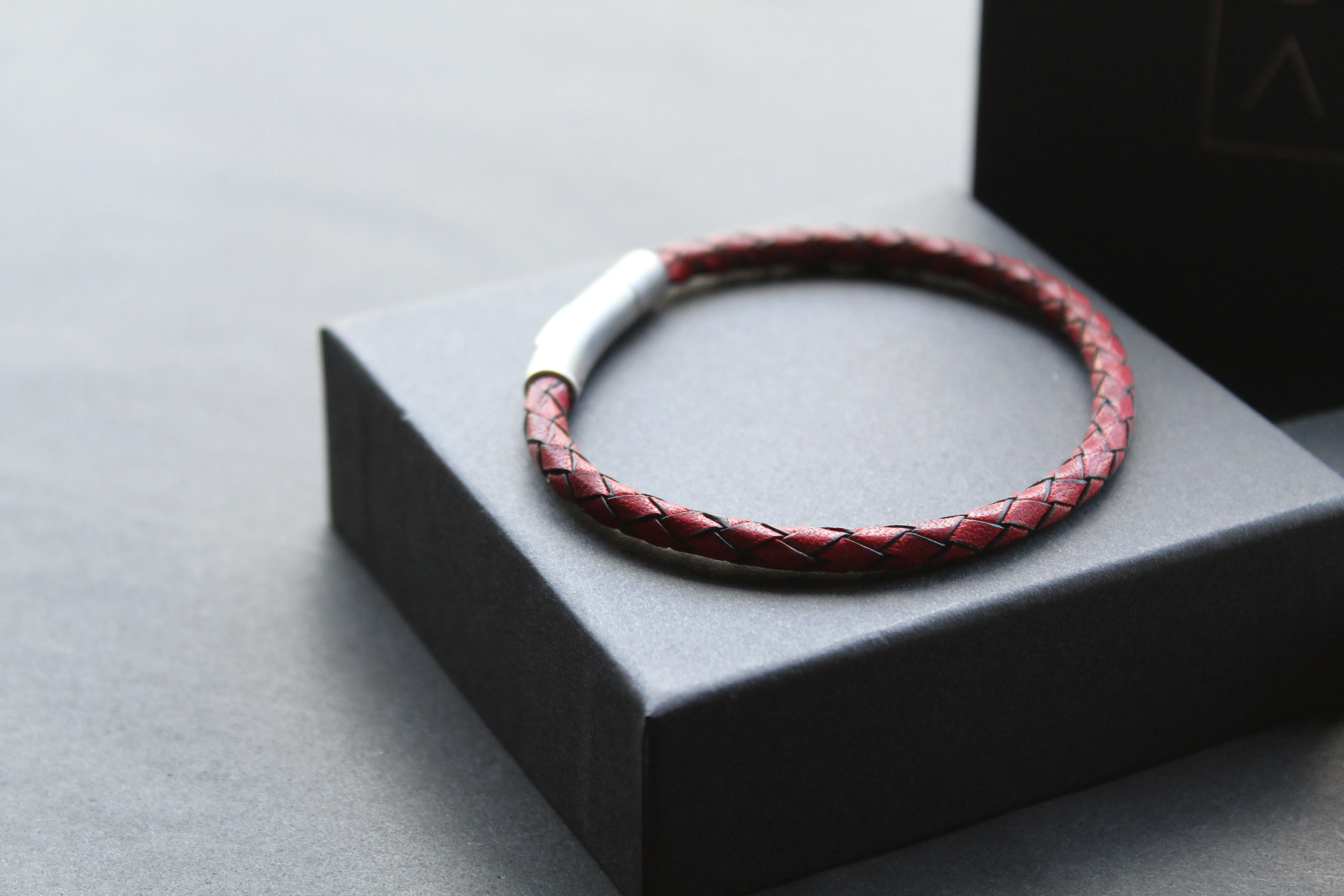 Thin Single Plait Leather Bracelets
