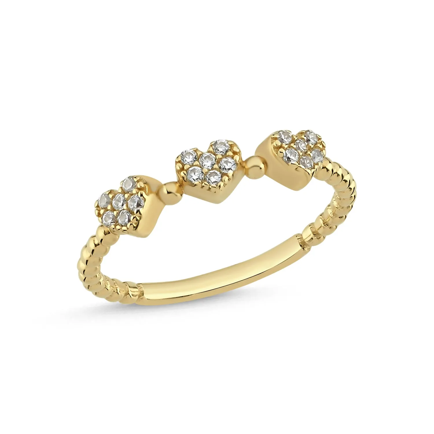 THREE HEART PAVE GOLD ETERNITY RING