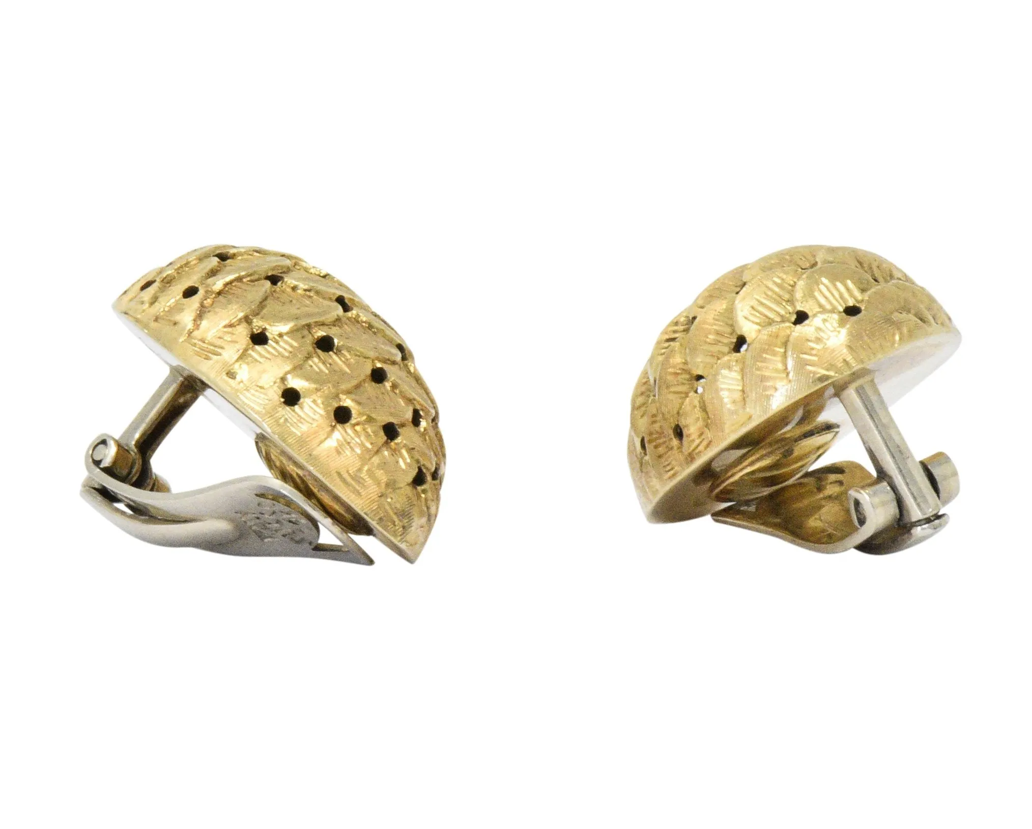 Tiffany & Co. Retro 14 Karat Gold Bold Ear-Clips Earrings