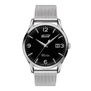 Tissot Heritage Visodate Silver Mesh Braselet Black Dial Quartz Watch for Gents - T118.410.11.057.00