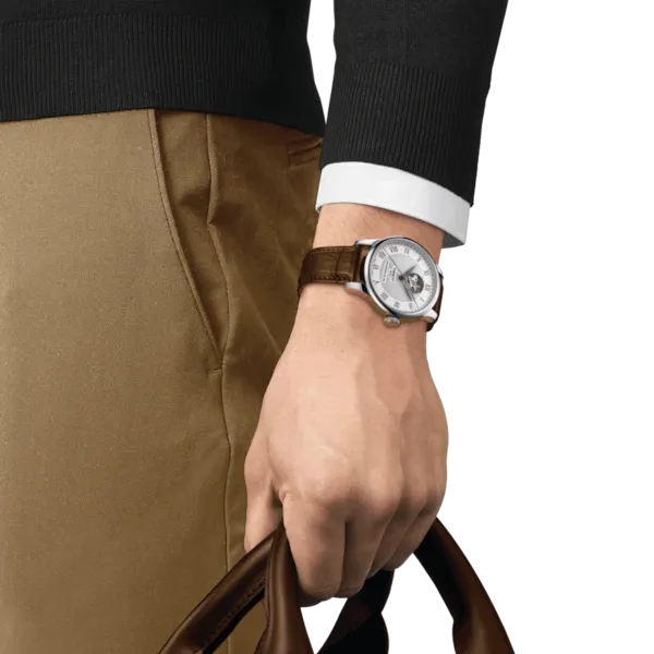 Tissot Le Locle Powermatic 80 Open Heart on Brown Leather