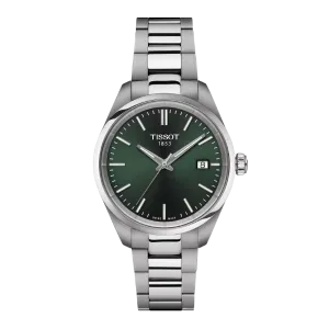 Tissot T-Classic Grey Stainless Steel Green Dial Quartz Watch for Ladies - T150.210.11.091.00