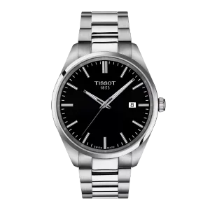 Tissot T-Classic Silver Stainless Steel Black Dial Quartz Watch for Gents - T150.410.11.051.00