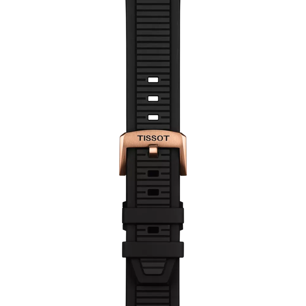 TISSOT T-RACE BLUE POWERMATIC 80 41mm RG PVD on Black Rubber