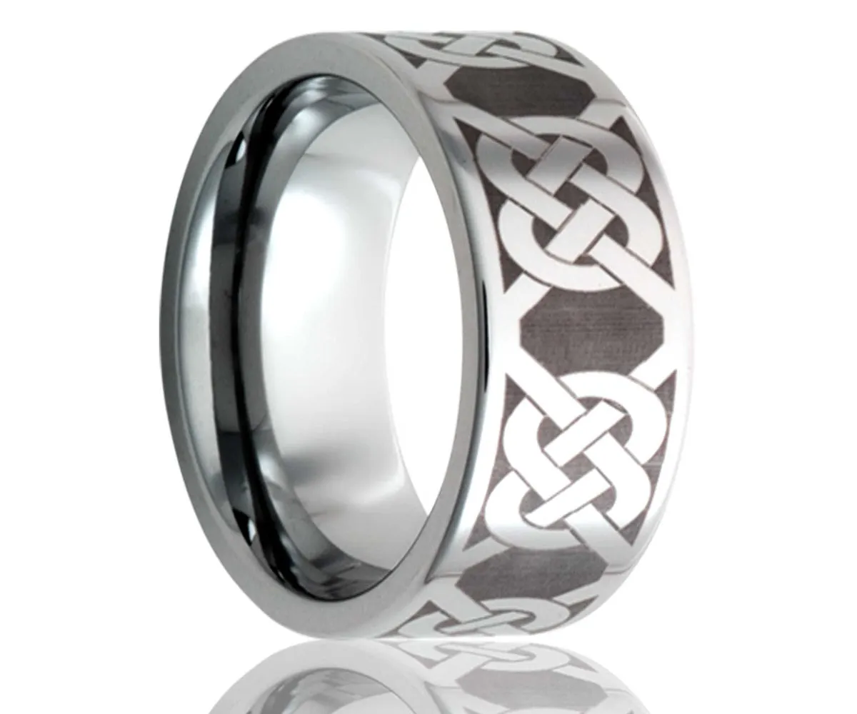 Titanium Flat Laser Engraved Infinity Knot Ring