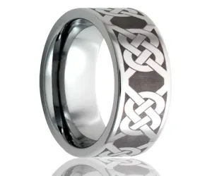 Titanium Flat Laser Engraved Infinity Knot Ring