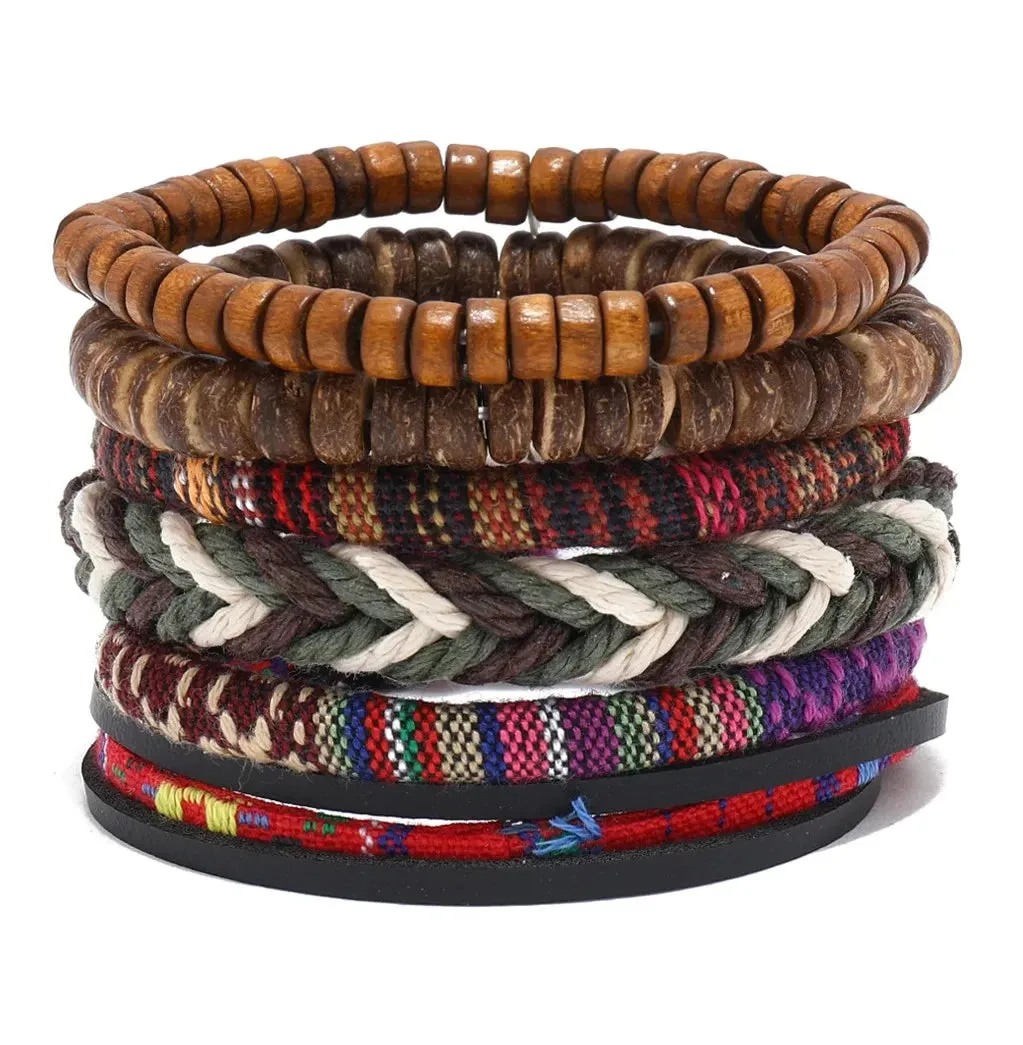 Trendy Compass Man Leather Bracelets set Black Hand Woven Bracelet for Men 4pcs/set DIY Male Jewelry Gift New Pulsera Hombre
