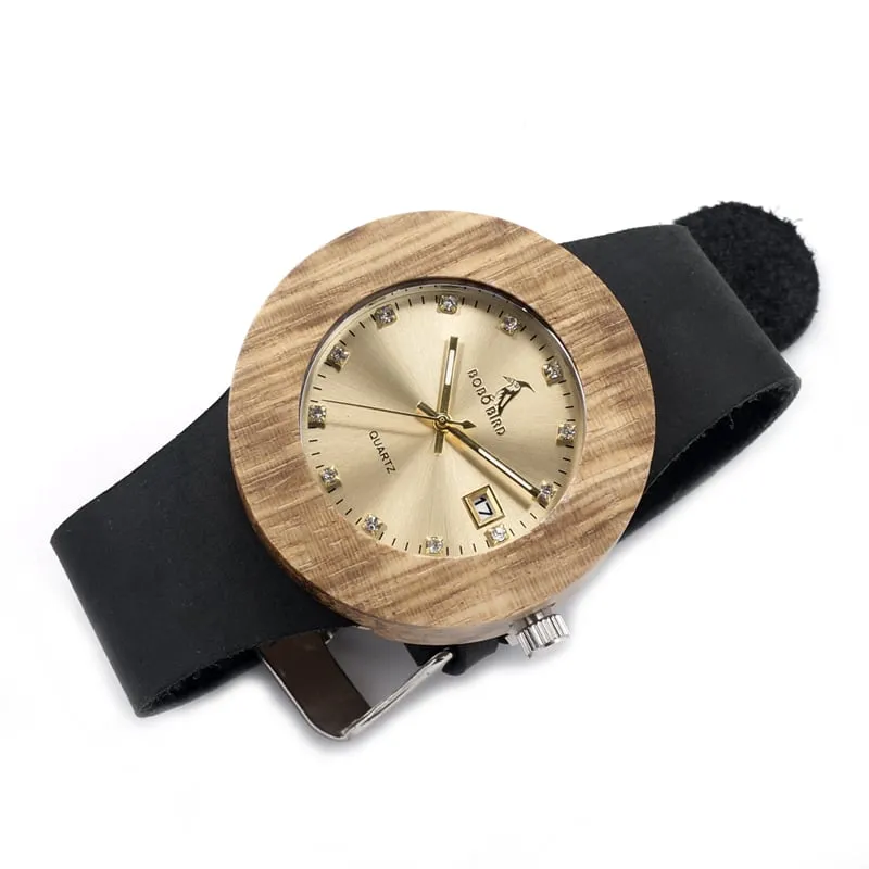 Trendy Laconic Style Wood and Leather Watches