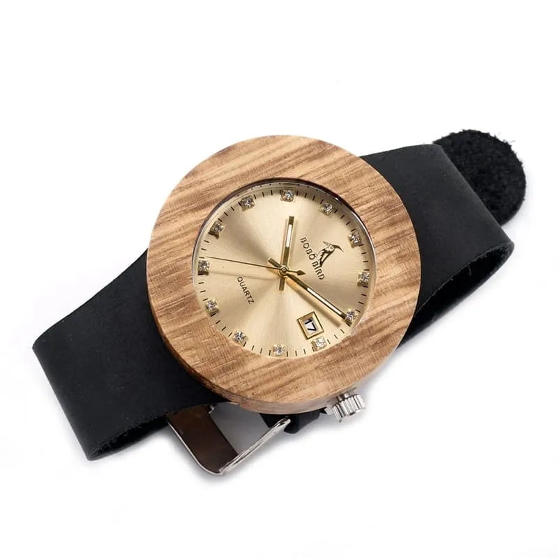 Trendy Laconic Style Wood and Leather Watches