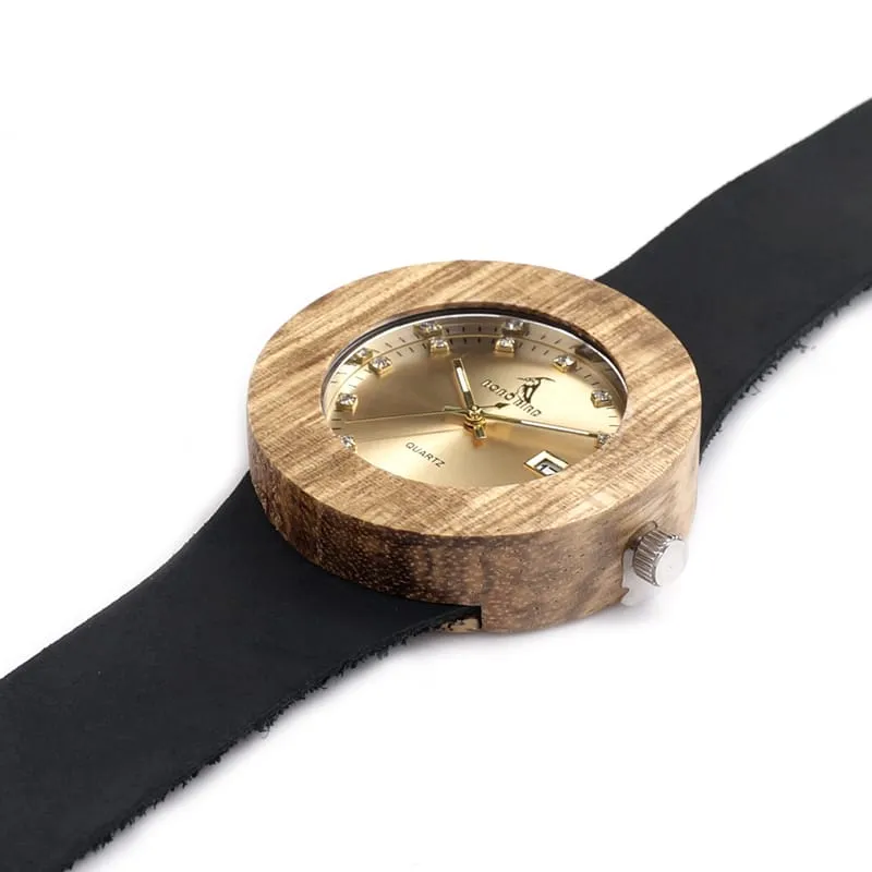 Trendy Laconic Style Wood and Leather Watches