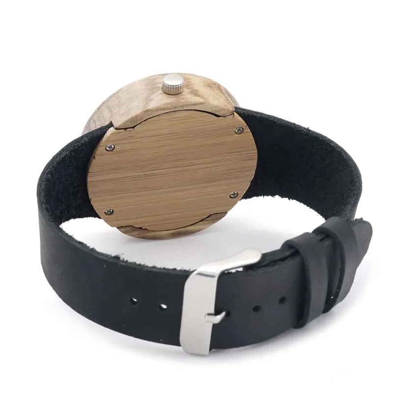 Trendy Laconic Style Wood and Leather Watches
