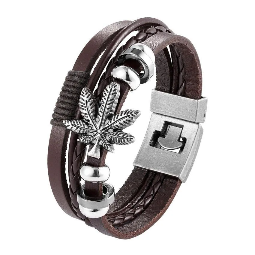 Trendy Modern Jewelry Leather Bracelet Men Braided Multilayer Anchor Bracelets Ladies Rope Chain for Male Jewelry Classic Style