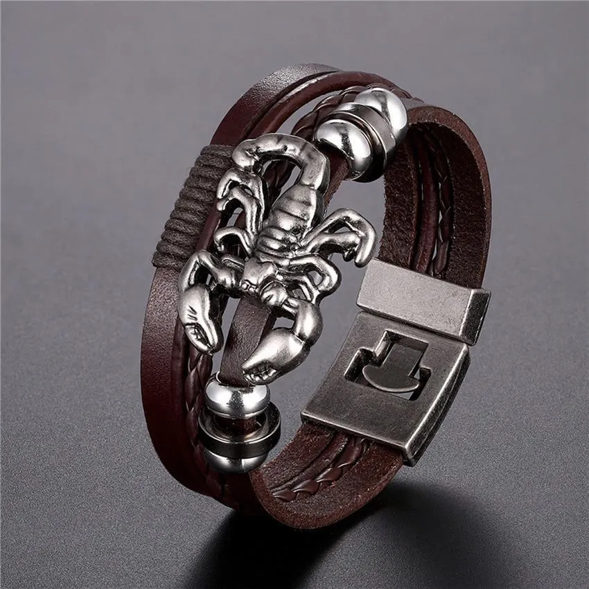 Trendy Modern Jewelry Leather Bracelet Men Braided Multilayer Anchor Bracelets Ladies Rope Chain for Male Jewelry Classic Style