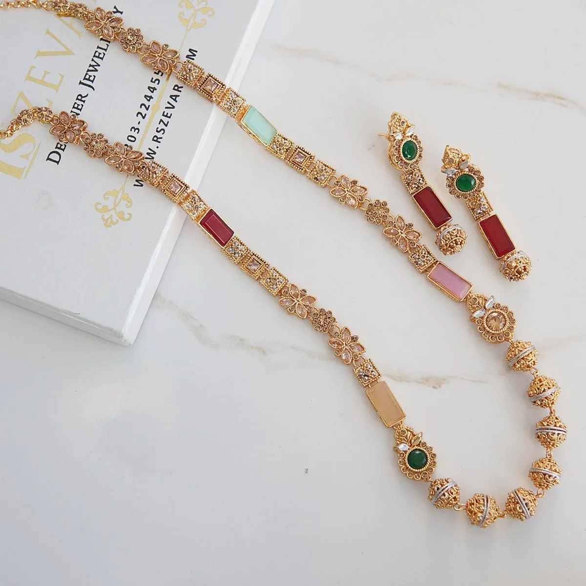 Turkish Gemstones Raj Mala Set
