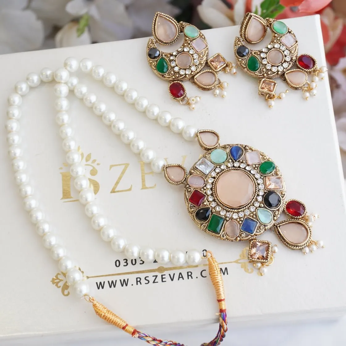Turkish Semi-Gems Long Pendant Set