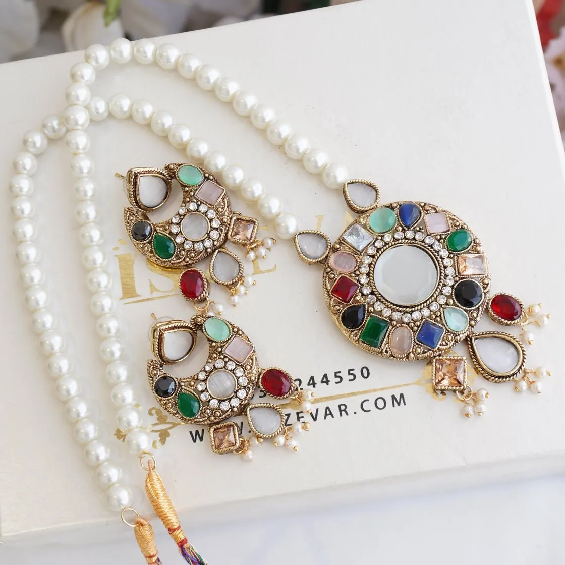 Turkish Semi-Gems Long Pendant Set
