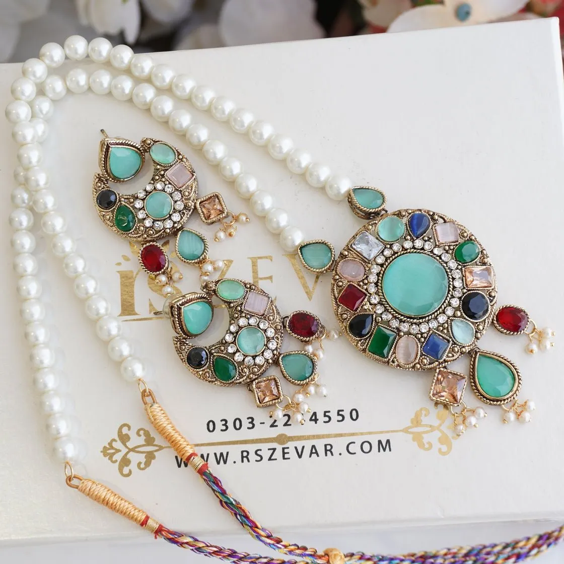 Turkish Semi-Gems Long Pendant Set
