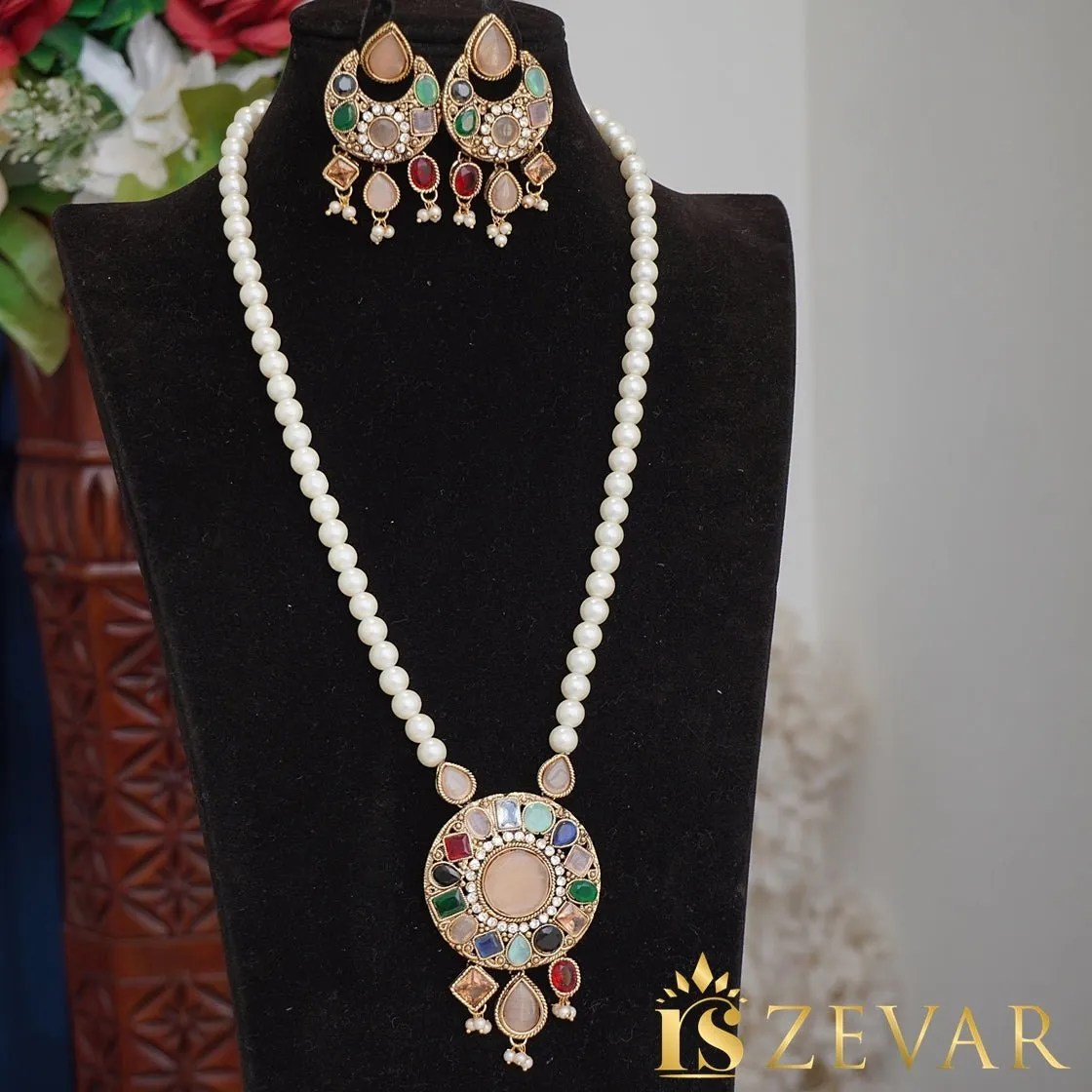 Turkish Semi-Gems Long Pendant Set