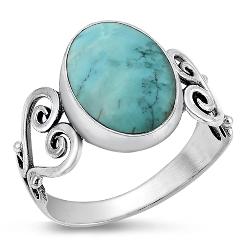 Turquoise Filigree Heart Promise Ring New .925 Sterling Silver Band Sizes 6-10