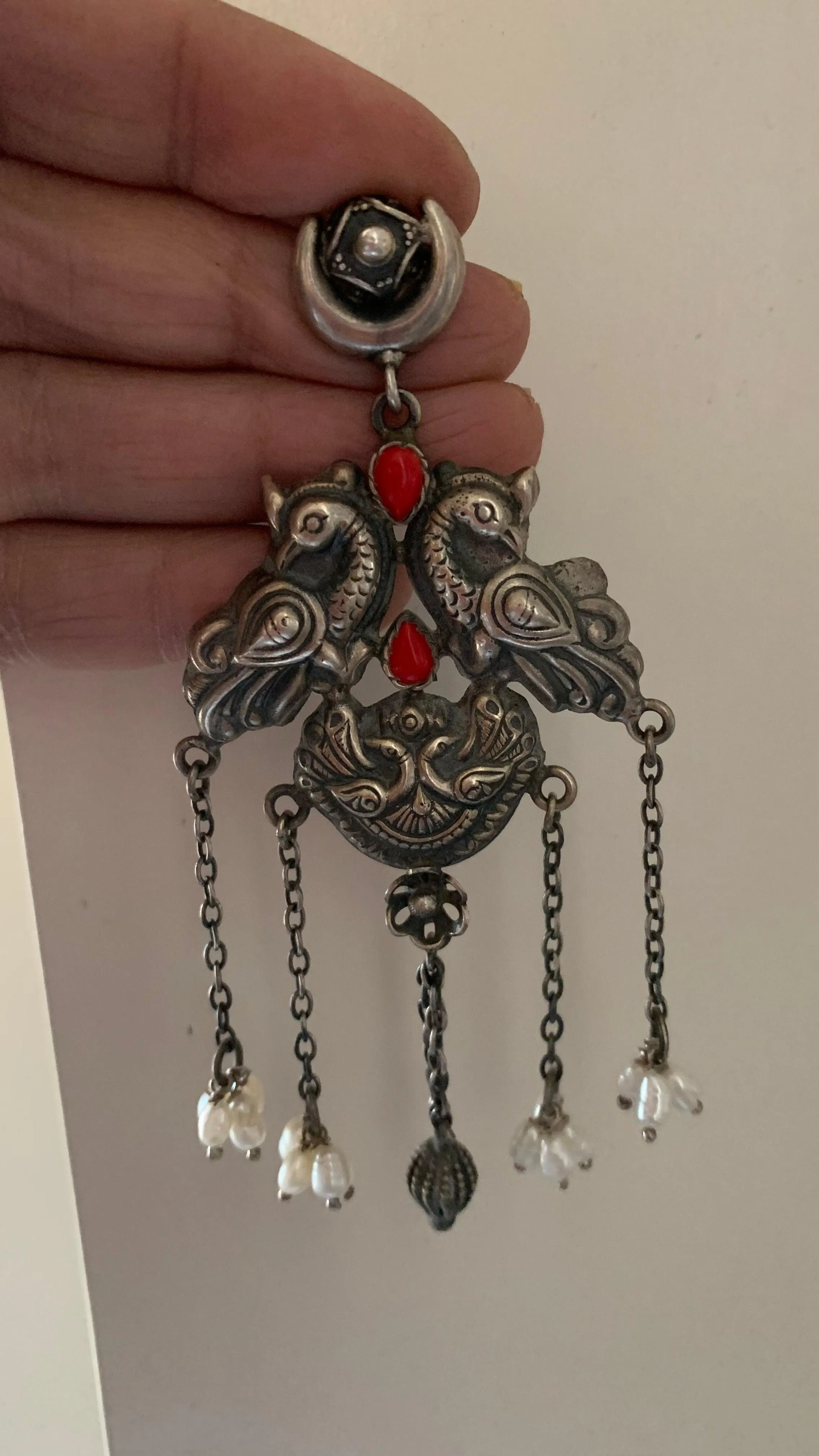 Twin Peacock Pure 925 Silver Earrings