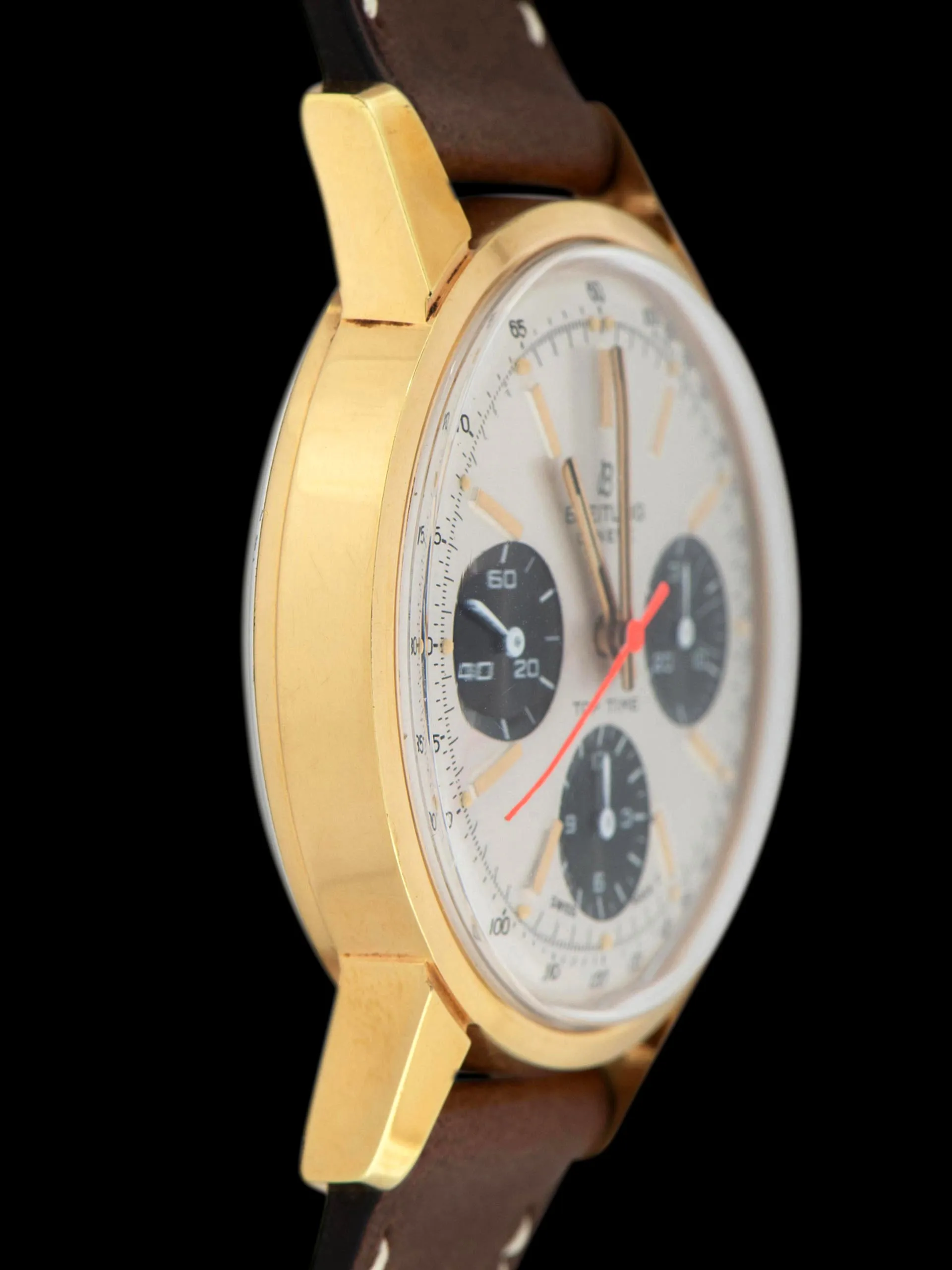 *Unpolished* 1960s Breitling Top Time Chronograph Gold Plate (Ref. 810) "Mk. II" Silver Dial