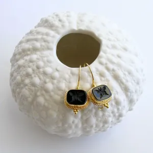 Venetian Glass Butterfly Intaglio Earrings - Mariposa Earrings