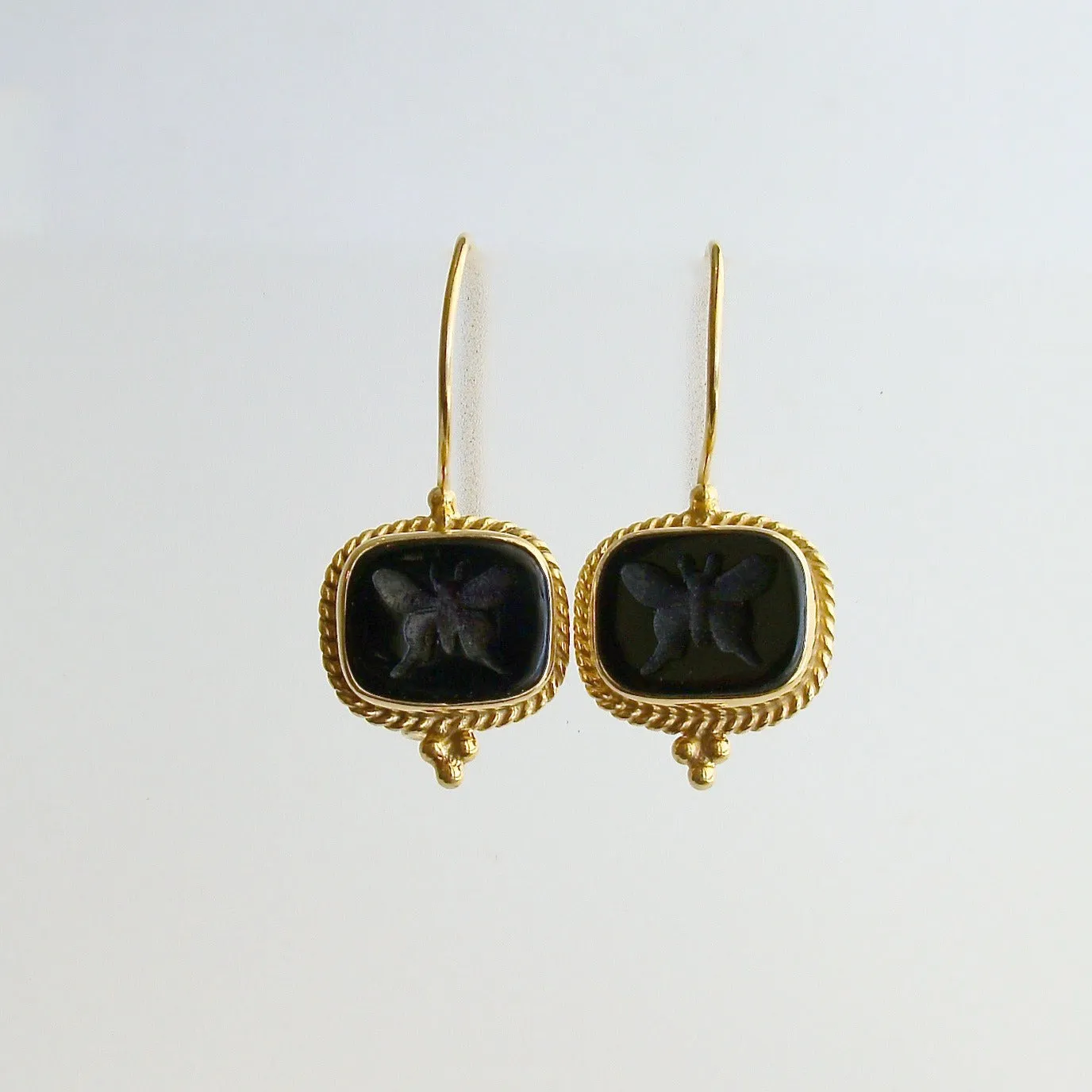 Venetian Glass Butterfly Intaglio Earrings - Mariposa Earrings