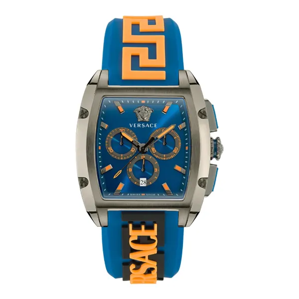 Versace Dominus Blue Silicone Strap Blue Dial Chronograph Quartz Watch for Gents - VE6H00323
