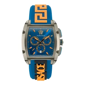 Versace Dominus Blue Silicone Strap Blue Dial Chronograph Quartz Watch for Gents - VE6H00323