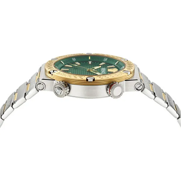 Versace Greca Logo Divers Two-tone Stainless Steel Green Dial Quartz Watch for Gents - VE8G00524
