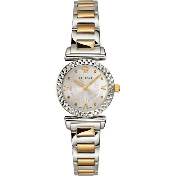 Versace Mini Vanity Two-tone Stainless Steel Silver Dial Quartz Watch for Ladies - VEAA00418