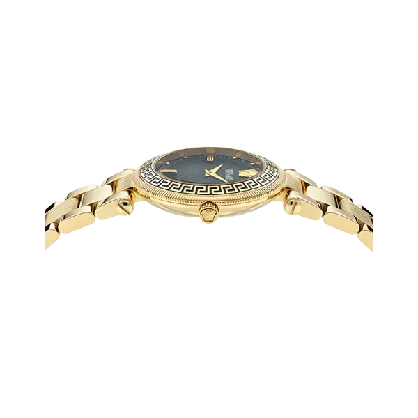 Versace Reve Gold Stainless Steel Black Dial Quartz Watch for Ladies - VE8B00624