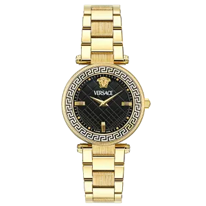 Versace Reve Gold Stainless Steel Black Dial Quartz Watch for Ladies - VE8B00624