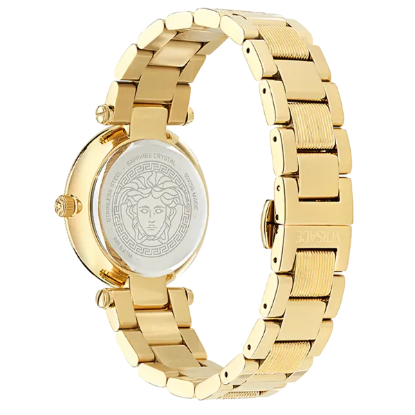Versace Reve Gold Stainless Steel Black Dial Quartz Watch for Ladies - VE8B00624