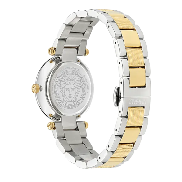 Versace Reve Two-tone Stainless Steel Gold Dial Quartz Watch for Ladies - VE8B00324
