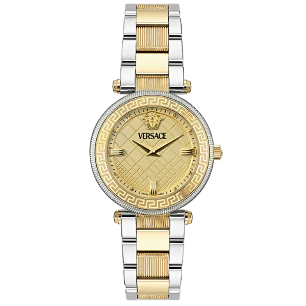 Versace Reve Two-tone Stainless Steel Gold Dial Quartz Watch for Ladies - VE8B00324