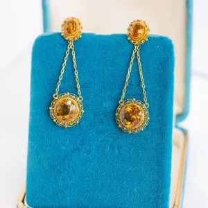 Victorian Citrine Drop Earrings, 18k