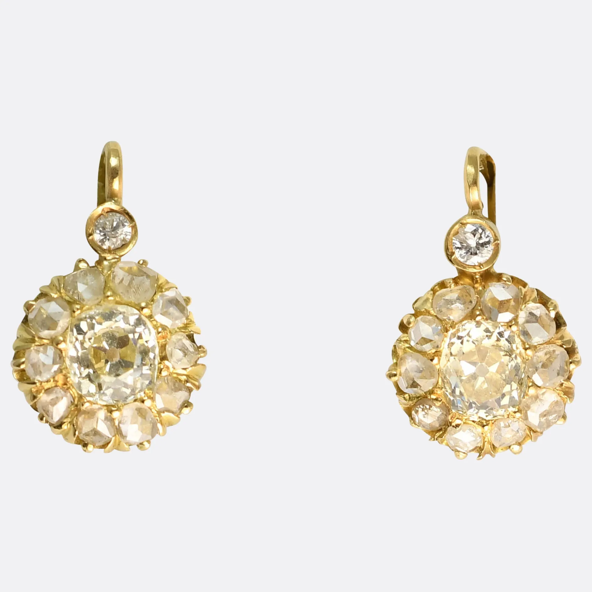 Victorian Diamond Flower Cluster Earrings