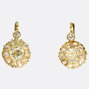 Victorian Diamond Flower Cluster Earrings