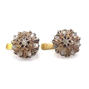 Victorian Yellow Gold and Rose Cut Diamond French Back Stud Earrings
