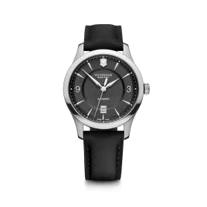 Victorinox Alliance Mechanical 40 Black Dial Black Leather Strap Men's Watch