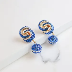 Vintage 1980s Blue and Silver Sequin Bonbon Statement Earrings