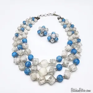 Vintage Austria Beaded Necklace and Earring Set
